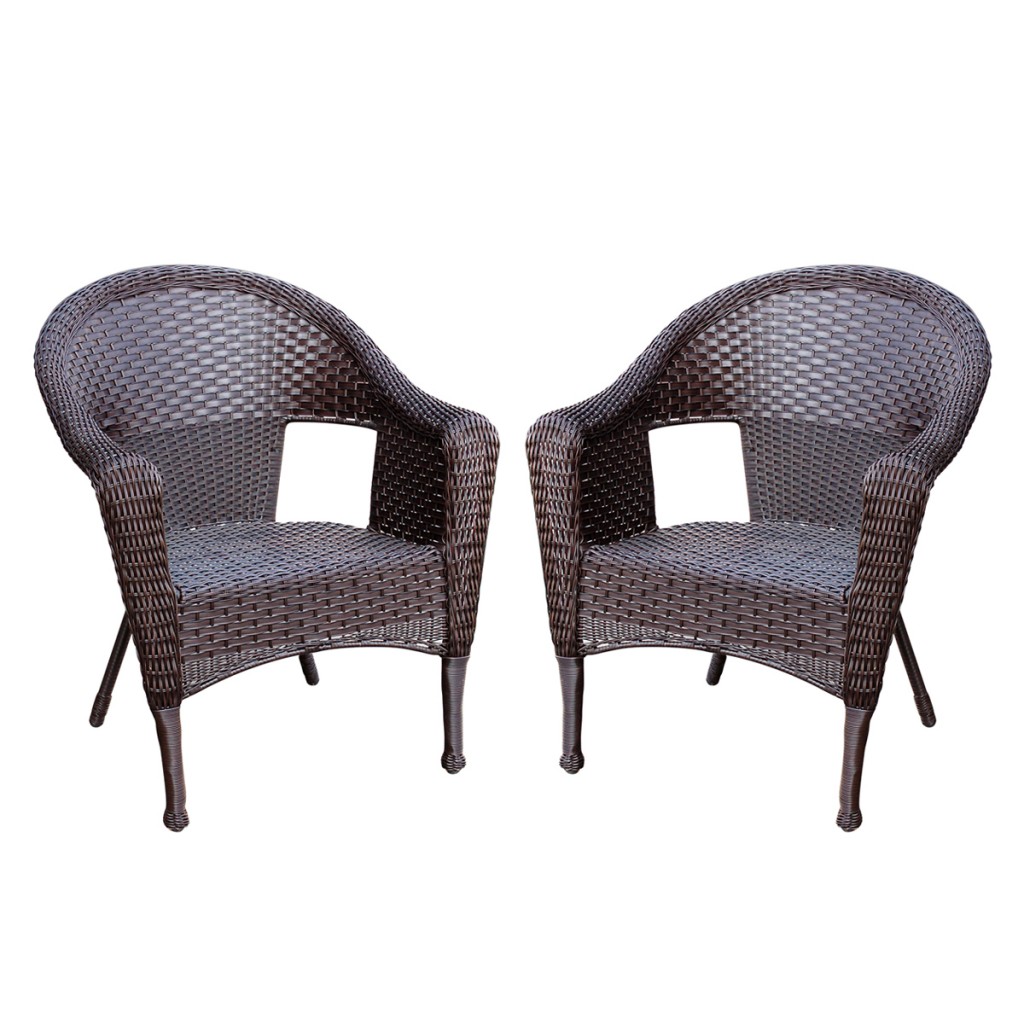 Set of 2 Espresso Resin Wicker Clark Single Chair without Cushion