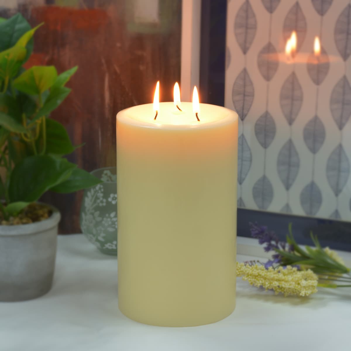 Jeco Inc. Glitter Pillar Candle, White