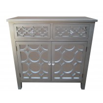 32 Inch H Grey Wooden Accent Cabinet